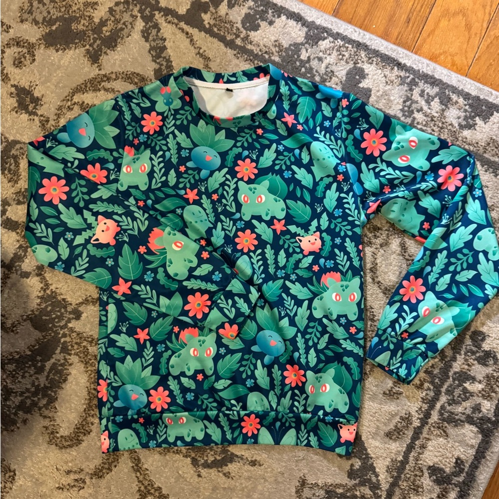 Bulbosaur Pokemon Floral and Leaf Patterned Sweatshirt